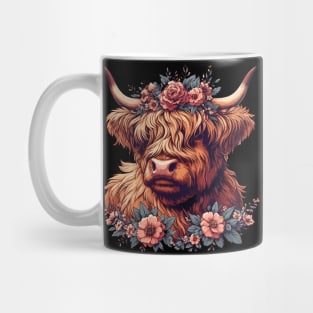 Funny highland cow with flower crown Mug